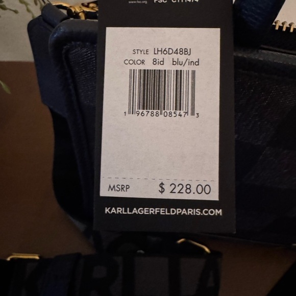 Karl Lagerfeld Navy Checkered Women's Bag NWT - Picture 9 of 12